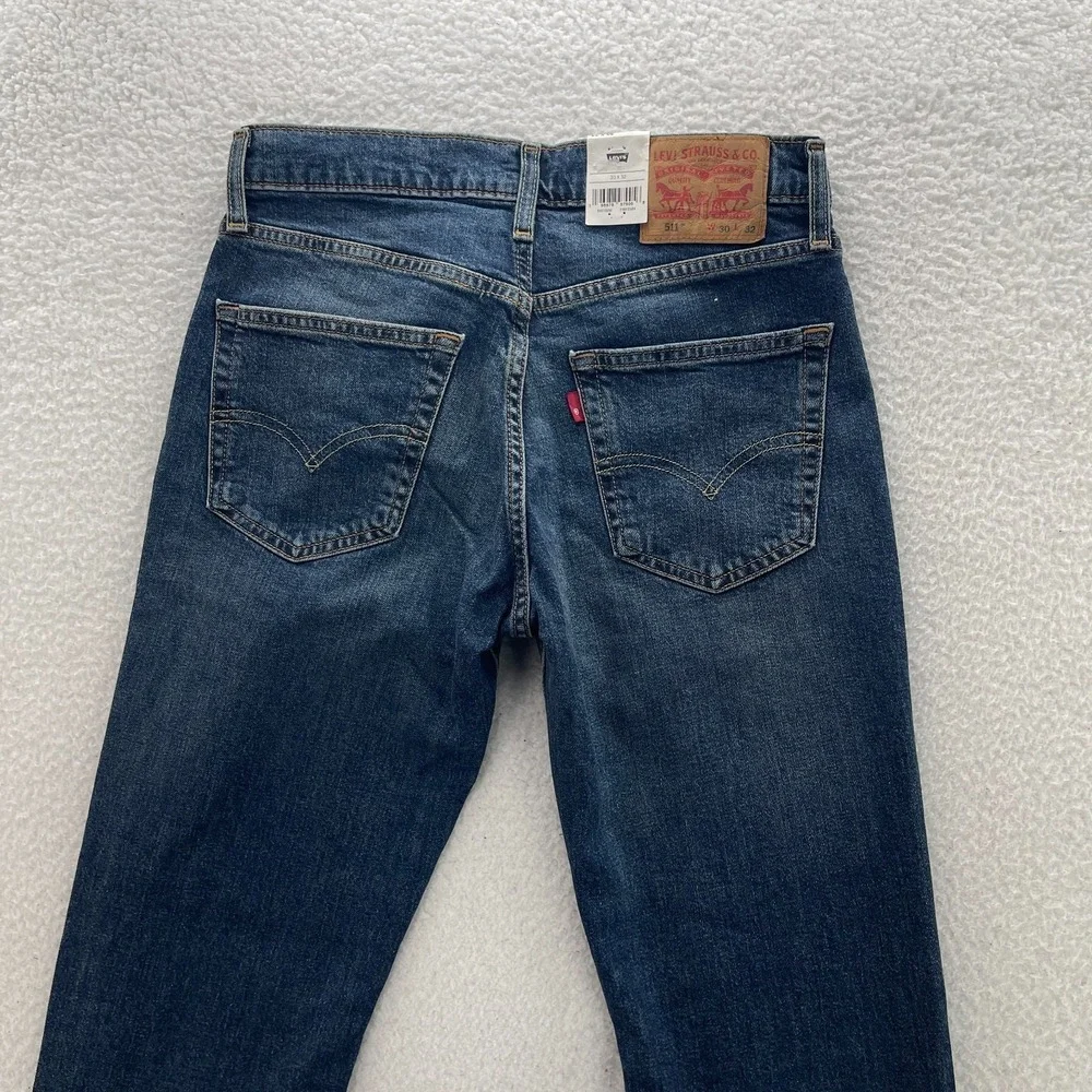 Levis Jeans Mens 30x32 Blue 511 Slim Medium Wash Stretch Denim Grunge Rock